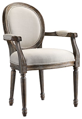 Stein World Singleton,Neutral Fabric/Walnut Wood with Weathered Grey Distressing Accent Chair (28384)