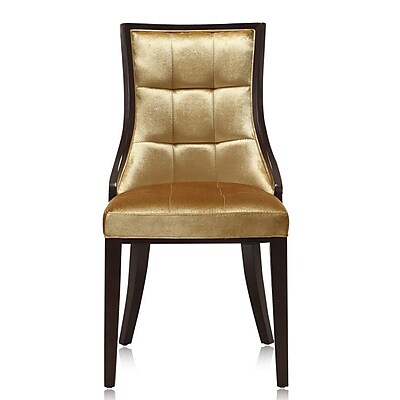 Ceets Barrel Side Chair Set of 2 ; Gold Velvet