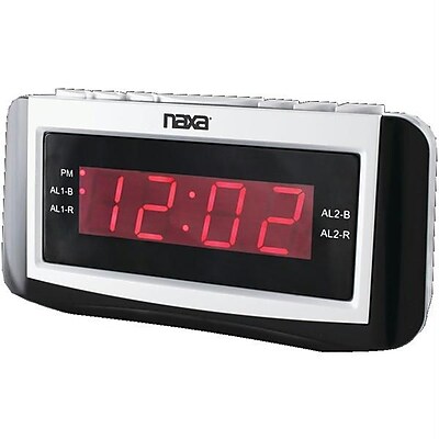 Naxa NRC 171 PLL Digital Alarm Clock With AM FM Radio Snooze and Large LED Display
