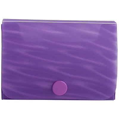 JAM Paper Plastic Business Card Case with Snap Closure Purple Wave Sold Individually 556WPU