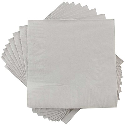 JAM Paper Small Beverage Napkins Small 5 x 5 Silver 50 Pack 255628826