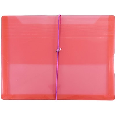 JAM Paper Plastic Envelopes with 2 5 8 Exp Elastic Closure Letter Booklet 9.75x13 Red Poly Sold Individually 218E25RE