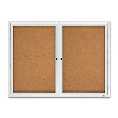 Quartet 4 x 3 Enclosed Cork Bulletin Boards with Aluminum Frame