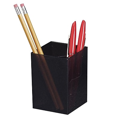 Officemate Pencil Cup 3 Compartments Black 4 H x 2 7 8 W x 2 7 8 D