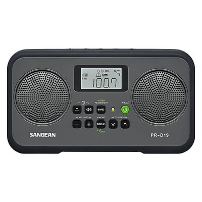 Sangean PR D19 1.4 W AM FM Digital Clock Radio Black Gray