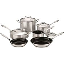 Cuisinart GreenGourmet 10 Piece Stainless Steel Cookware Set, Silver