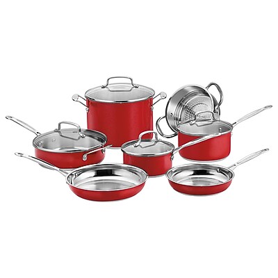 Cuisinart Chef's Classic Stainless Color Series 11 Piece Cookware Set, Red