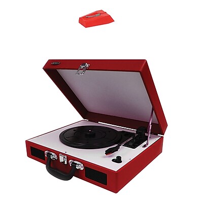 Jensen Portable 3 spd Stereo Turntables With Speakers red Needle 222ndl