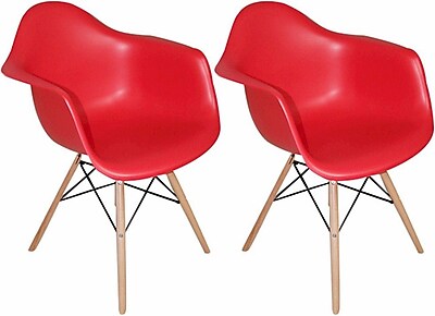 Mod Made Paris Tower Arm Chair Set of 2 ; Red