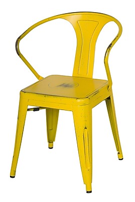 New Pacific Direct Metropolis Metal Arm Chair Set of 4 ; Dis.Yellow Paint Drops