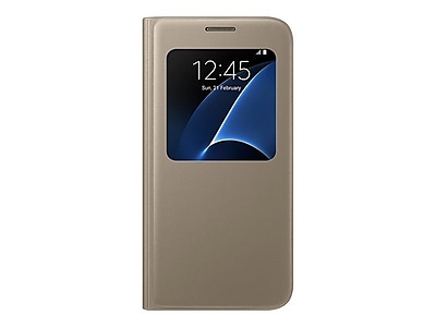 Samsung S-View Flip Cover for Samsung Galaxy S7, Gold (EF-CG930PFEGUS)