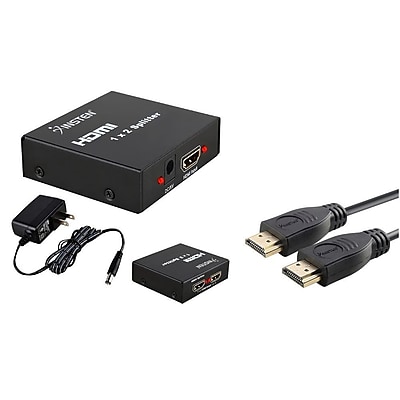 Insten 2 Port HDMI Splitter Amplifier Repeater Female 1 input 2 output 3 Packs 6FT HDMI 1080P Ethernet Cable