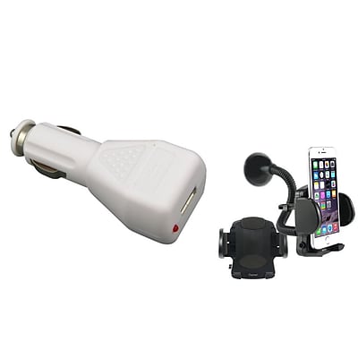 Insten Car Suction Phone Holder + Car Charger USB Adapter for iPhone 6 6 + 5S 5C 4S \/ Samsung Galaxy S5 S4 S3 Note 4 3 N9100