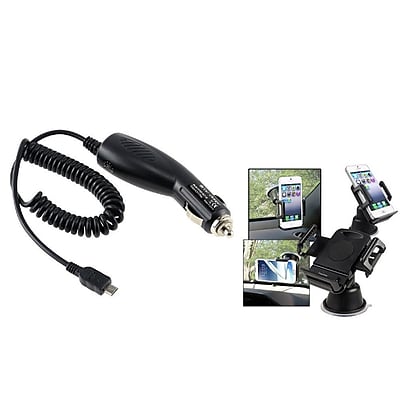 Insten Car Charger + Suction Mount for Samsung GALAXY Note 2 3 4 5 Galaxy S3 S4 S5 S6 S7 edge N9000