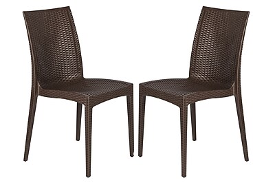 LeisureMod Mace Side Chair Set of 2 ; Brown