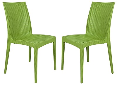LeisureMod Mace Side Chair Set of 2 ; Green