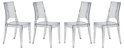 LeisureMod Coral Side Chair Set of 4 ; Transparent Clear