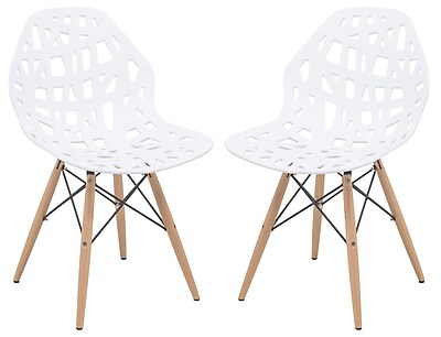 LeisureMod Akron Side Chair Set of 2 ; White