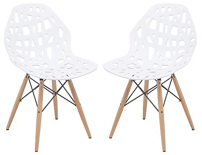 LeisureMod Akron Side Chair Set of 2 ; White