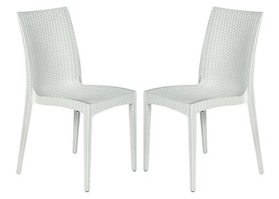 LeisureMod Mace Side Chair Set of 2 ; White