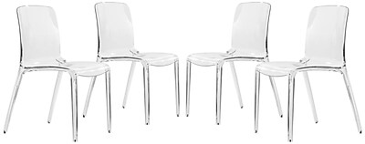 LeisureMod Murray Side Chair Set of 4 ; Transparent Clear