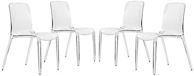 LeisureMod Murray Side Chair Set of 4 ; Transparent Clear