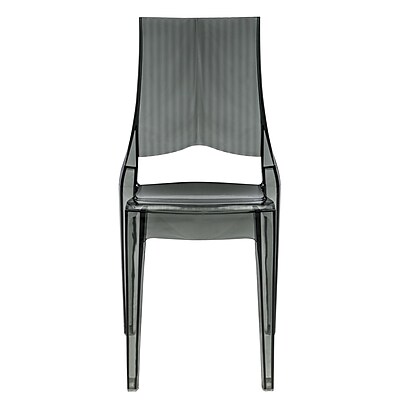 LeisureMod Coral Side Chair; Transparent Black