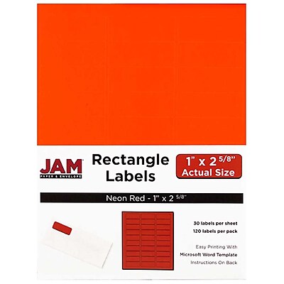 JAM Paper Mailing Address Labels 1 x 2 5 8 Neon Red 120 pack 354328230