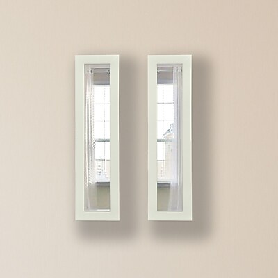 Rayne Mirrors Molly Dawn Glossy White Mirror Panels (Set of 2) ; 37.5'' H x 9.5'' W x 0.75'' D