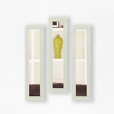 Rayne Mirrors Molly Dawn Glossy White Mirror Panels (Set of 3) ; 27.5'' H x 13.5'' W x 0.75'' D