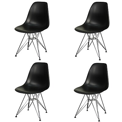 New Pacific Direct Allen Side Chair w Metal Wire Legs Set of 4 ; Black