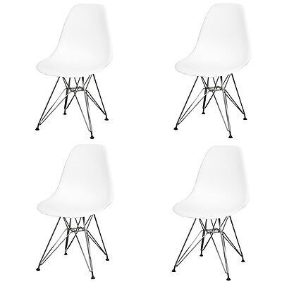 New Pacific Direct Allen Side Chair w Metal Wire Legs Set of 4 ; White
