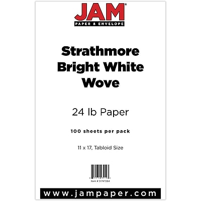 JAM Paper Strathmore Tabloid Paper 11 x 17 24lb Bright White Wove 100 pack 51747084