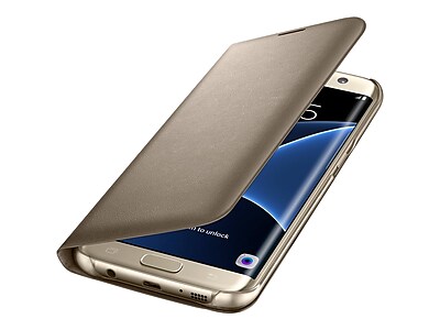 Samsung EF-NG935PFEGUS Polycarbonate LED View Cover for Galaxy S7 Edge, Gold