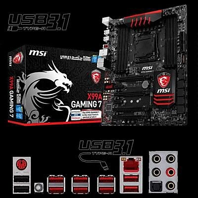 msi 128GB ATX Desktop Motherboard Intel X99 Express X99A Gaming 7