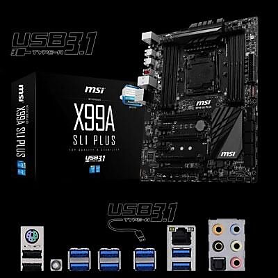 msi 128GB ATX Desktop Motherboard Intel X99 Express X99A SLI Plus