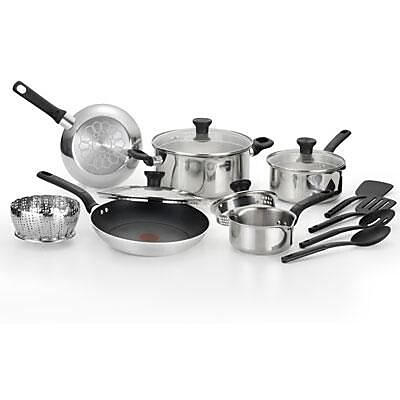 T-fal Excite 14-Piece Cookware Set, Silver (C911SE74)