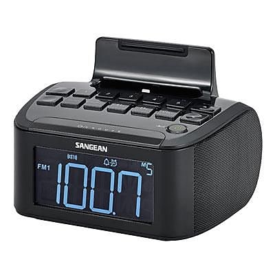 Sangean RCR 28 FM AM Aux In Digital Tuning Clock Radio Compatible with iPhone iPod Black