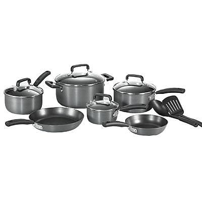 T-fal Signature 12-Piece Hard Anodized Non Stick Cookware Set, Black (D913SC64)