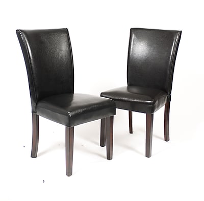 Roundhill Furniture Black Leatherette Parson Chair Set of 2