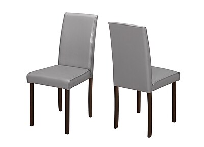 Monarch Specialties Grey Leather Look 2Pcs Dining Chairs I 1173
