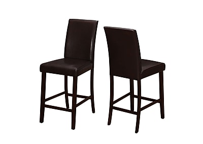 Monarch Specialties Brown Leather Look 2pcs Counter Height Dining Chair I 1901
