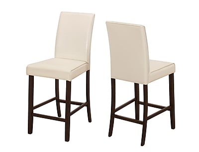 Monarch Specialties Ivory Leather Look 2Pcs Counter Height Dining Chair I 1903