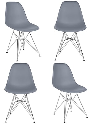 eModern Decor Slope Side Chair Set of 4 ; Dark Gray