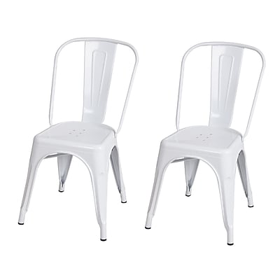 AdecoTrading Side Chair Set of 2 ; White
