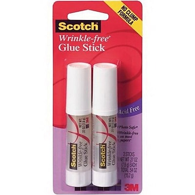 Scotch Wrinkle Free Craft Glue Stick 0.27 oz. 2 Pack 0038 2CL