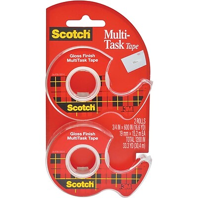 Scotch Transparent Multi Task Tape with Dispenser 3 4 x 18.1 yds. 2 Pack 25DM 2