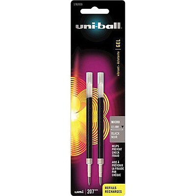 Sanford Uni Ball 207 Rollerball Gel Pen Refill Micro Point Black Ink 2 Pack 1783959