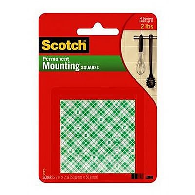 Scotch Permanent Mounting Square 2 x 2 White 111 LRG