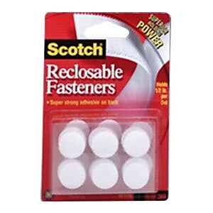 Scotch Reclosable Fastener 3 4 Dot White RF7170X